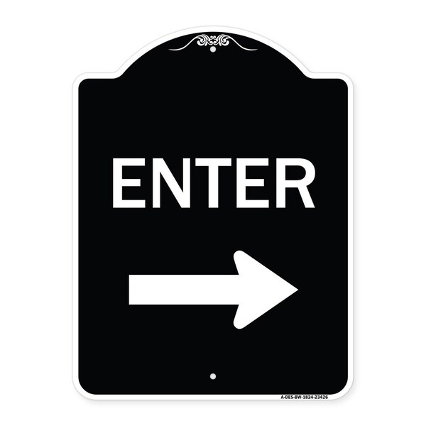 Parking Lot Enter Right Arrow Heavy-Gauge Aluminum Architectural Sign, 24" x 18", BW-1824-23426